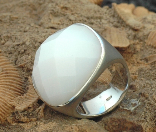 Achat Weiß Silberring Fac.