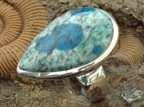 Silberring K2 Azurit