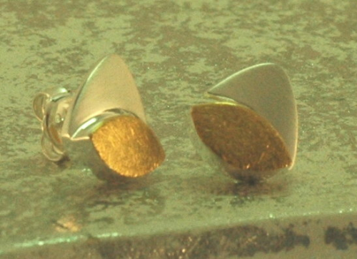 Silber-Ohrstecker navett vergoldet