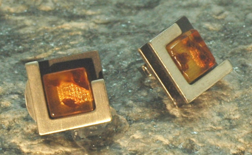 Bernstein- Ohrstecker Silber