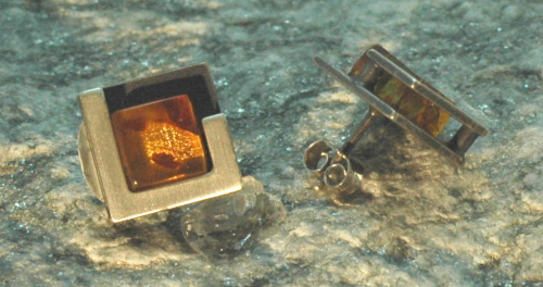 Bernstein- Ohrstecker Silber