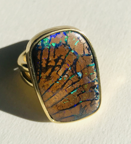 Boulder-Opal Ring Gelbgold 750