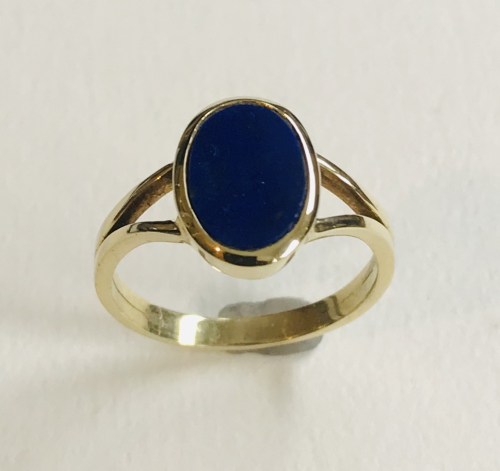 Lapis-Ring oval 585 GG
