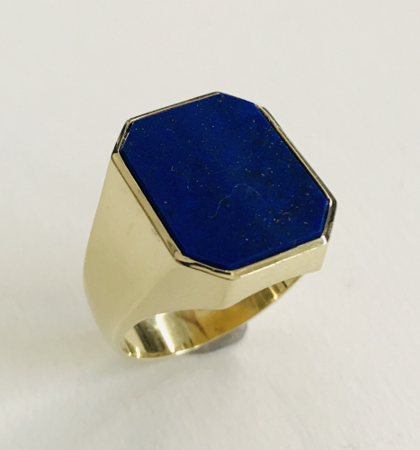 Lapis-Siegelring 8eck 585 GG