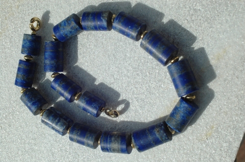 Lapislazuli Kette mit Silberhaken vergoldet