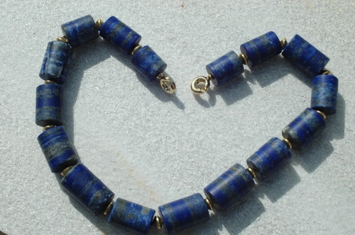 Lapislazuli Kette mit Silberhaken vergoldet