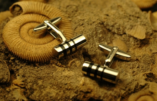 Manschettenknöpfe Onyx Silber