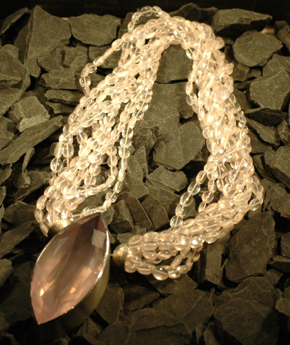 Preview: Rosenquarz-Anhänger mit Wechselschließe