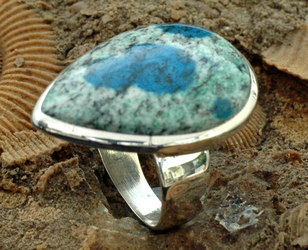 Silberring K2 Azurit