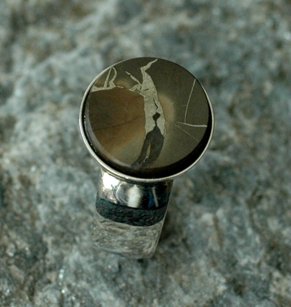 Septarie mit Pyrit Silberring
