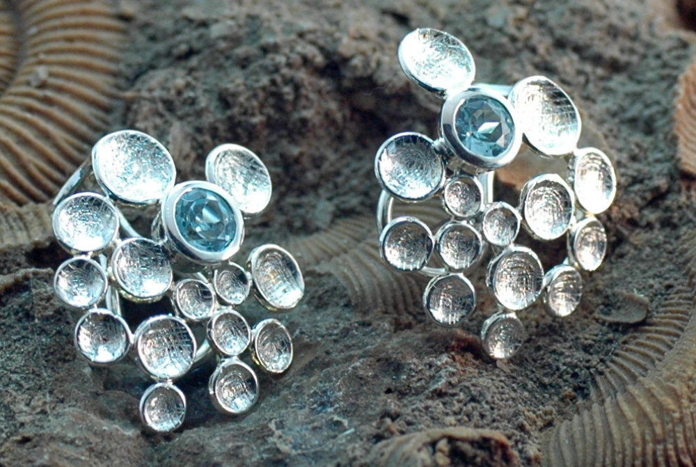 E.Topas-Clipohrstecker Silber eismatt