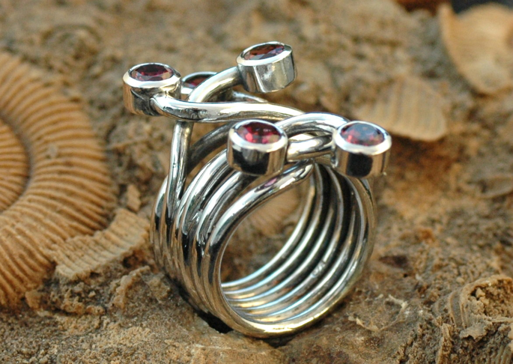 Rhodolith Ring Silber
