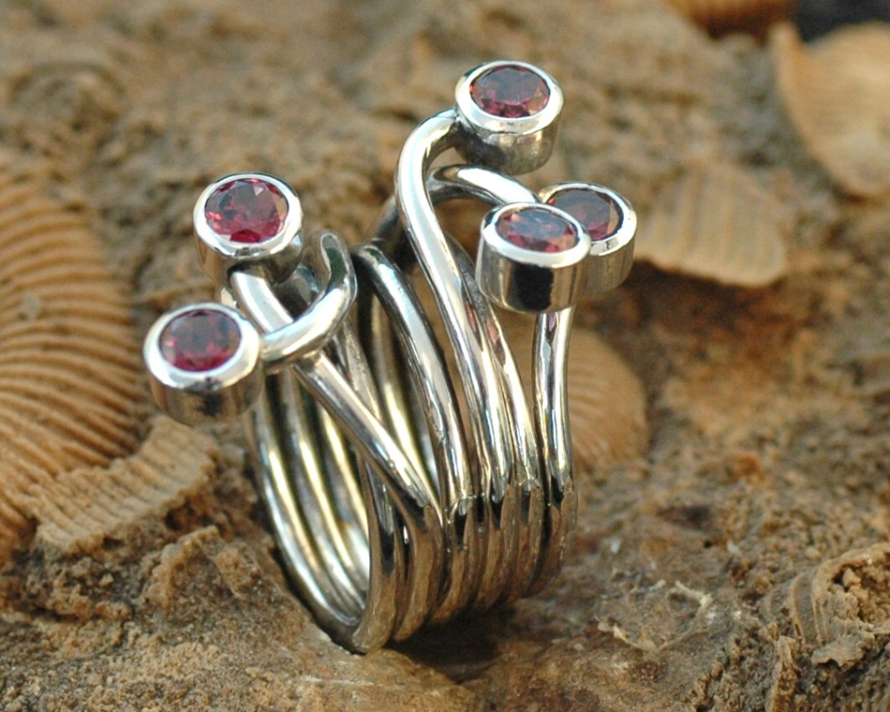Rhodolith Ring Silber