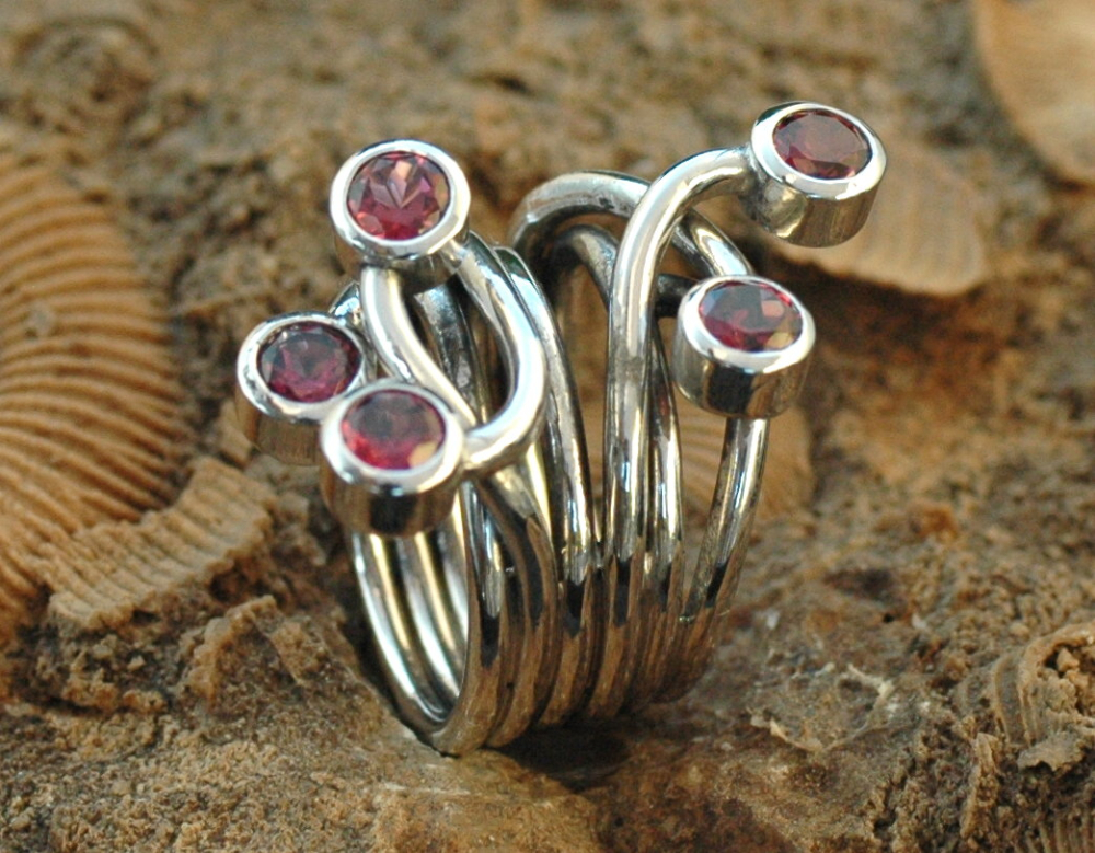 Rhodolith Ring Silber