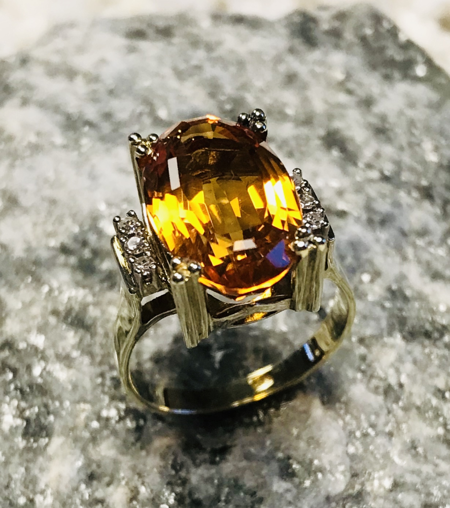 Pal. Citrin Ring 585 GG Brill.