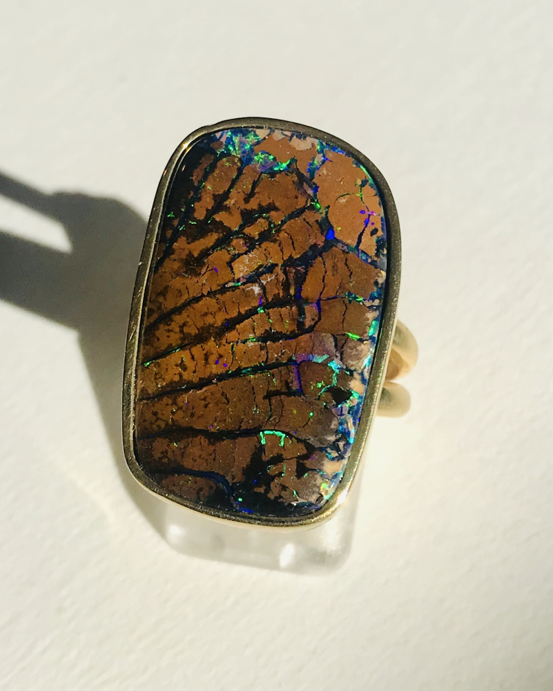 Boulder-Opal Ring Gelbgold 750
