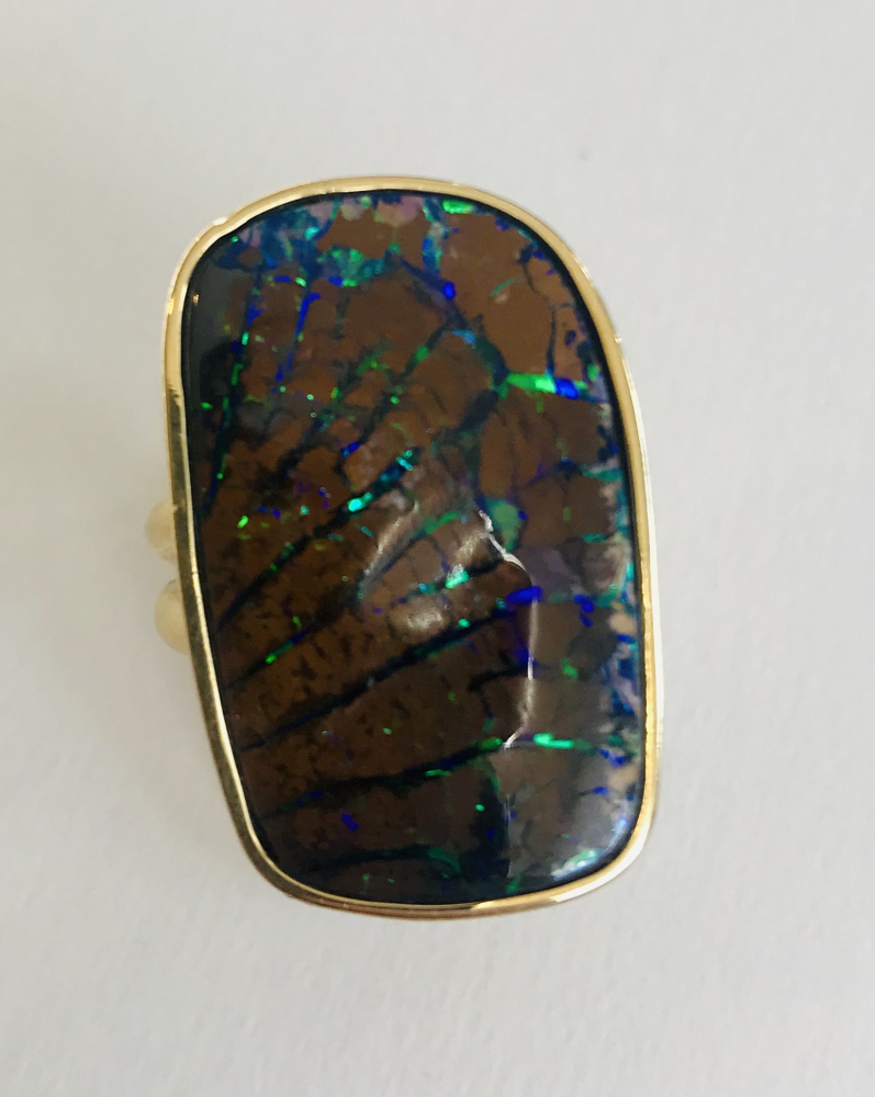 Boulder-Opal Ring Gelbgold 750