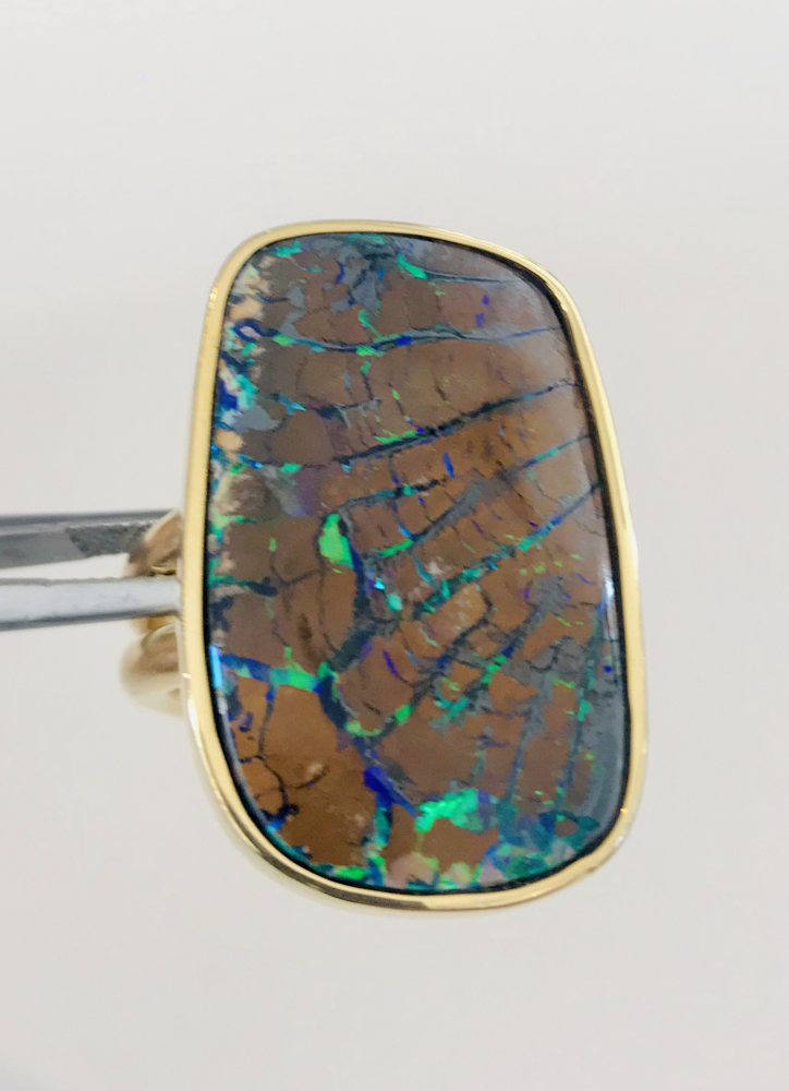 Boulder-Opal Ring Gelbgold 750