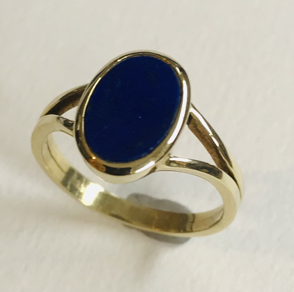 Lapis-Ring oval 585 GG