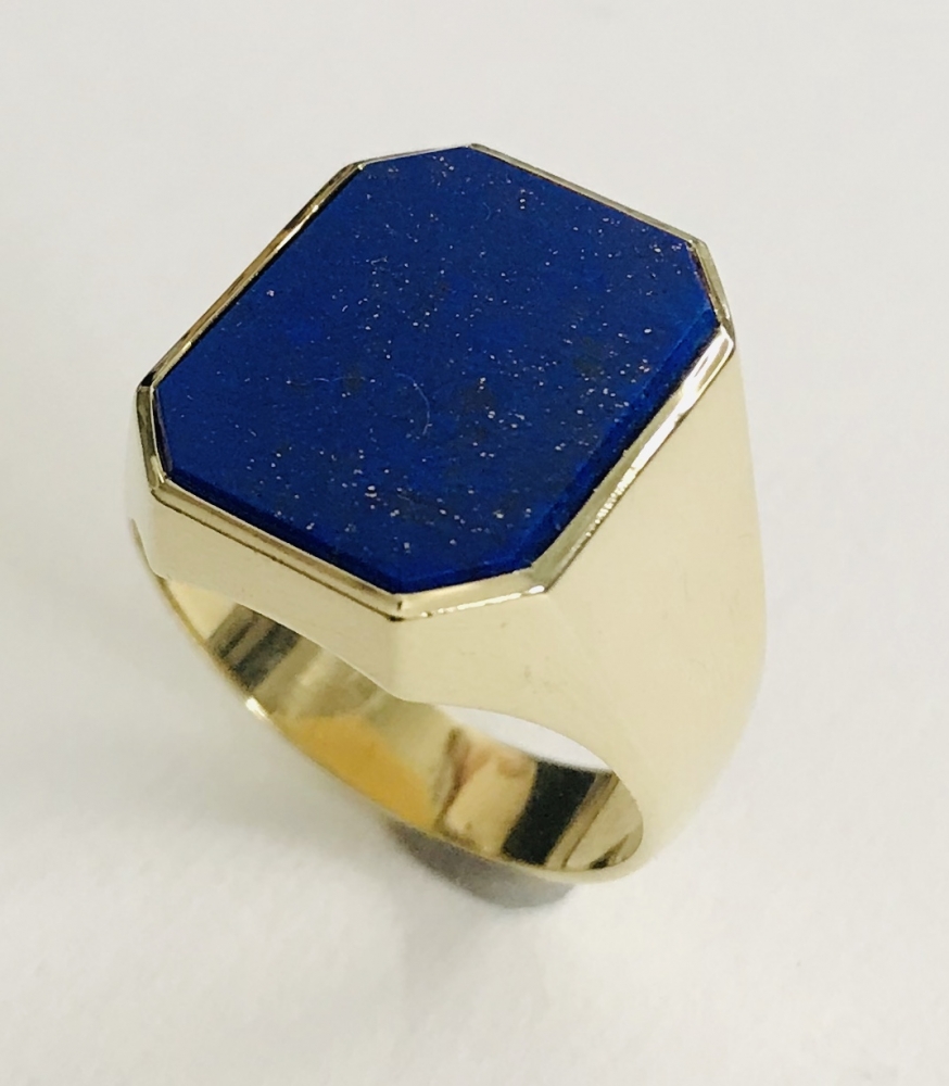 Lapis-Siegelring 8eck 585 GG