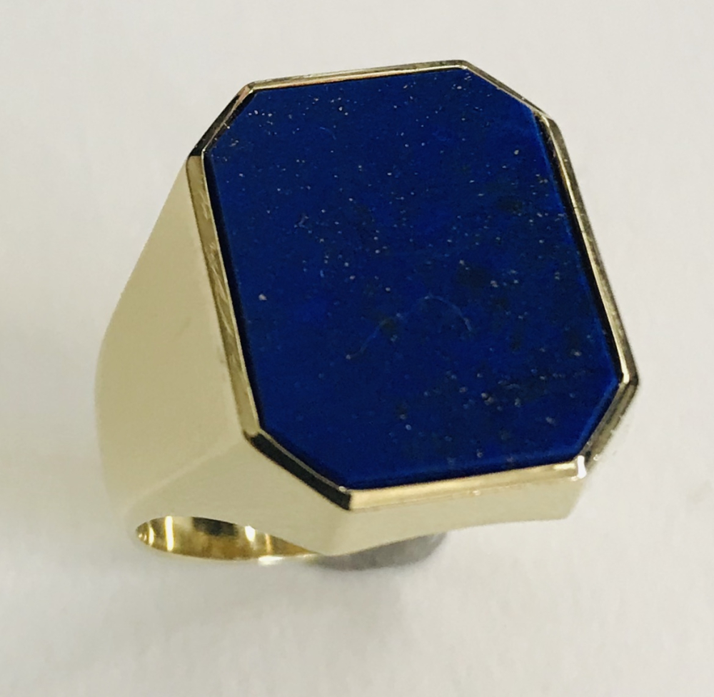 Lapis-Siegelring 8eck 585 GG