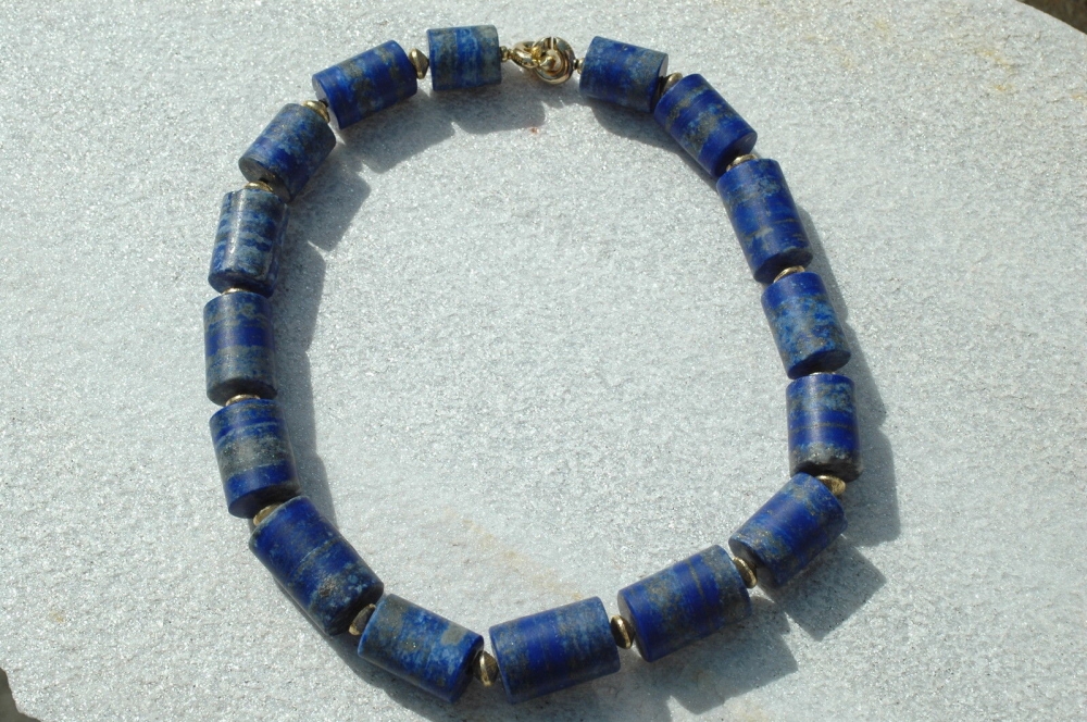 Lapislazuli Kette mit Silberhaken vergoldet