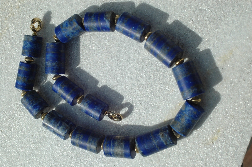 Lapislazuli Kette mit Silberhaken vergoldet