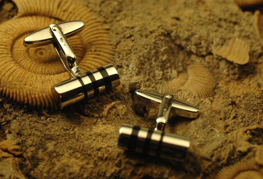Manschettenknöpfe Onyx Silber