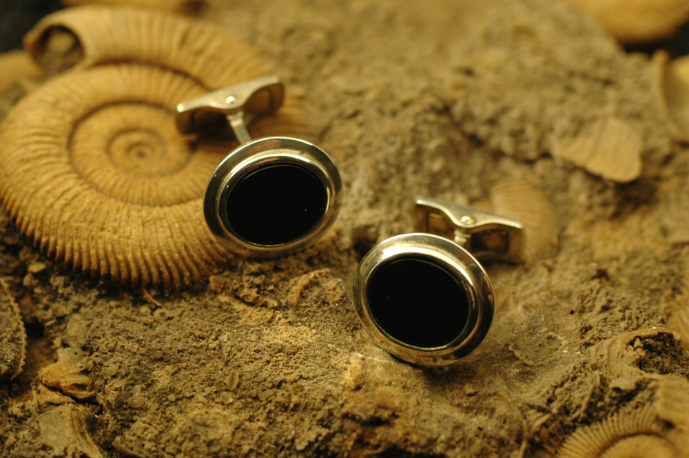 Manschettenknöpfe Onyx Silber