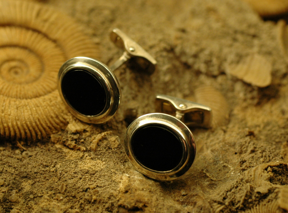 Manschettenknöpfe Onyx Silber