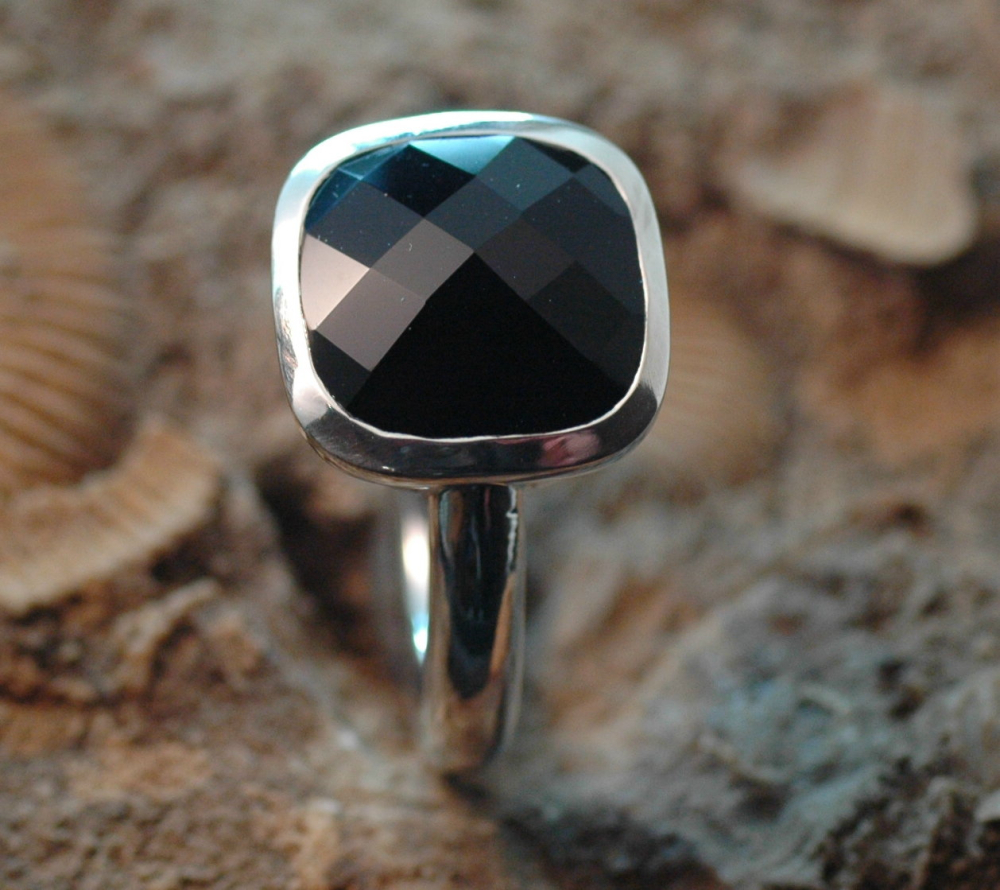 Silberring Onyx 14mm antik
