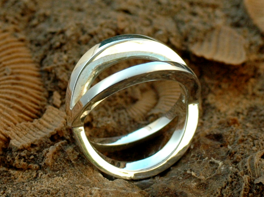 Silber Designer-Ring  in V-Form